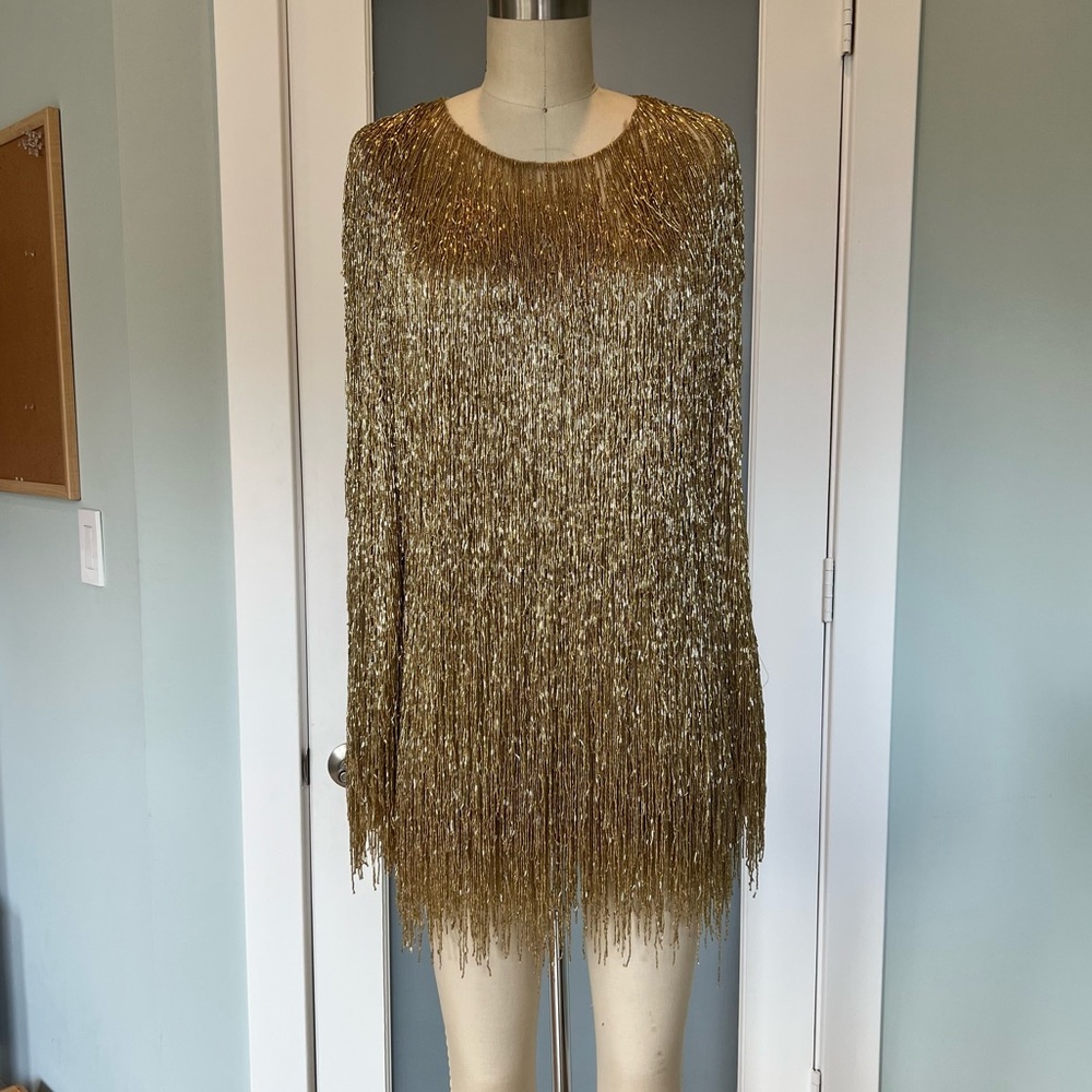 Naeem Khan Gold Beaded Fringe Tunic